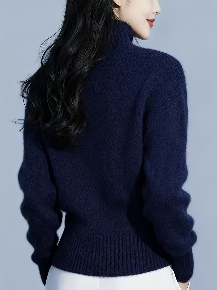 Elspeth | Buttoned Mock-Neck Cardigan