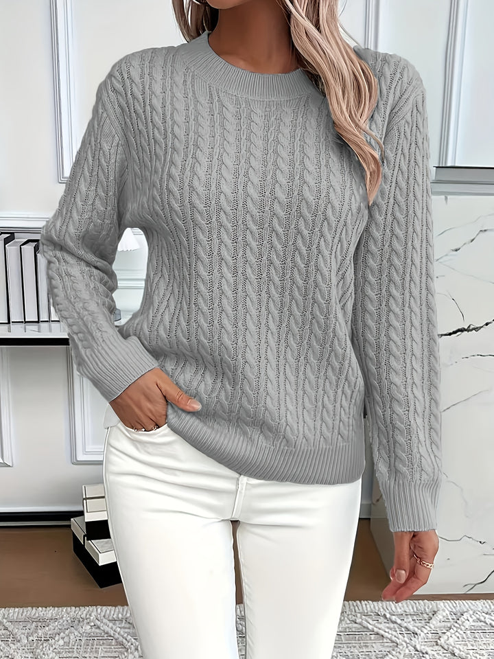 Elspeth | Cable-Knit Round Neck Sweater
