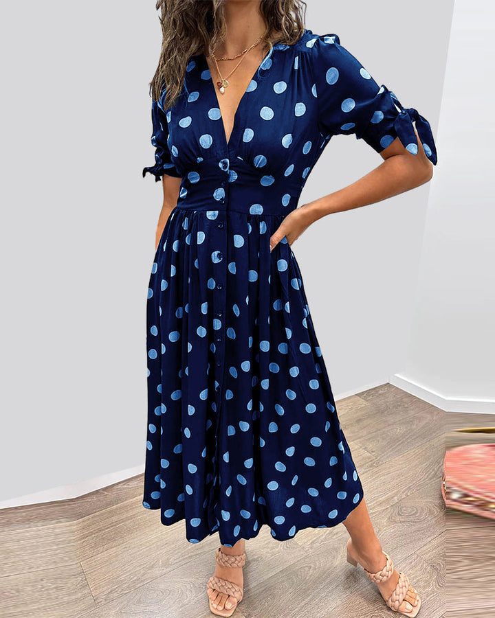 Amara | Elegant Polka Dot Midi Dress