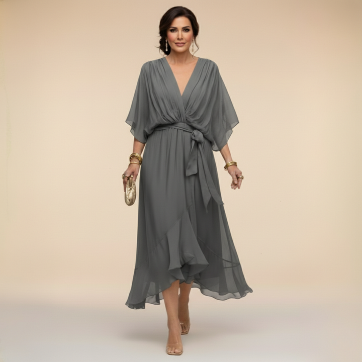 Abigail | Elegant Chiffon V Neck Dress