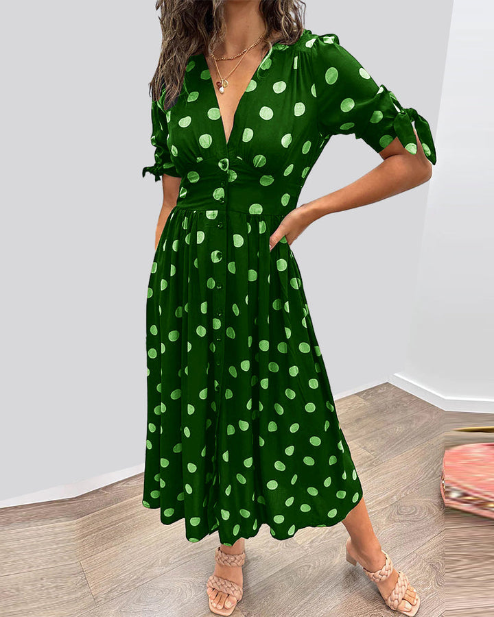Amara | Elegant Polka Dot Midi Dress