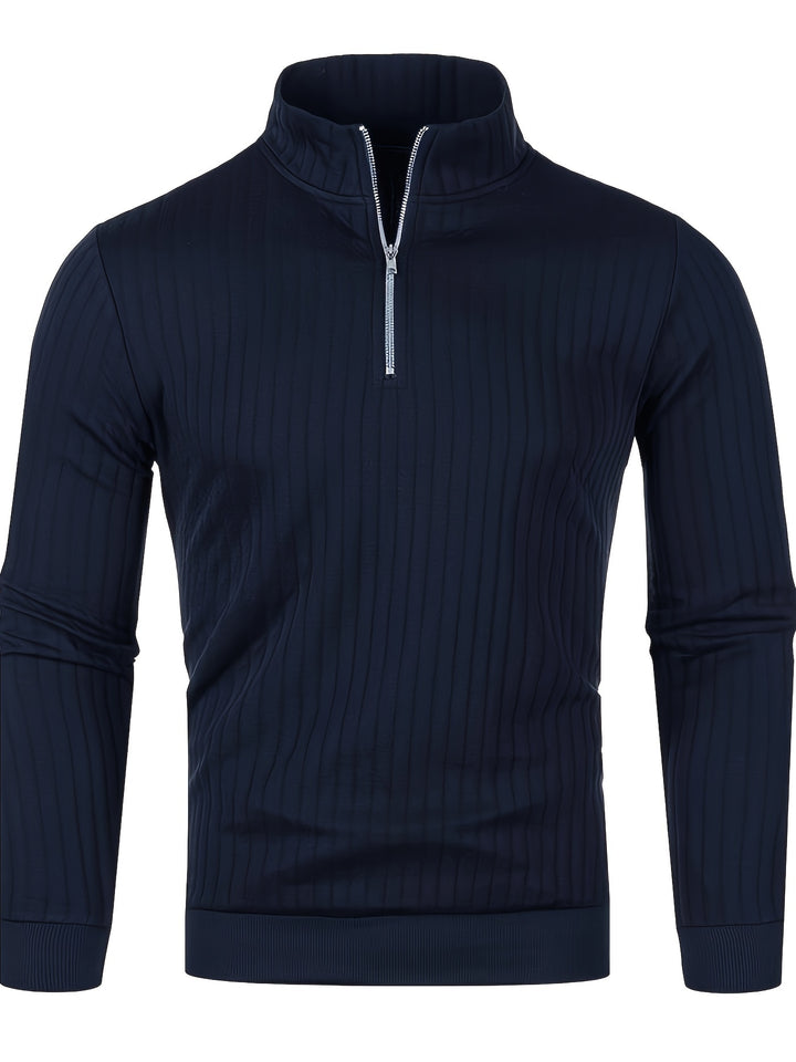 Clark | Ribbed Quarter-Zip Mock Neck Sweater