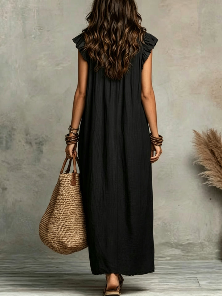 Talia | Bohemian Flutter-Sleeve Maxi Dress