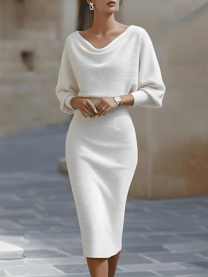 Cordelia | Refined Cowl-Neck Midi Dress