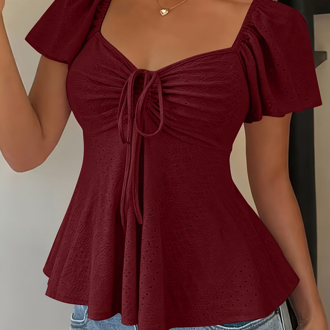 Juliet | Textured Drawstring Peplum Top