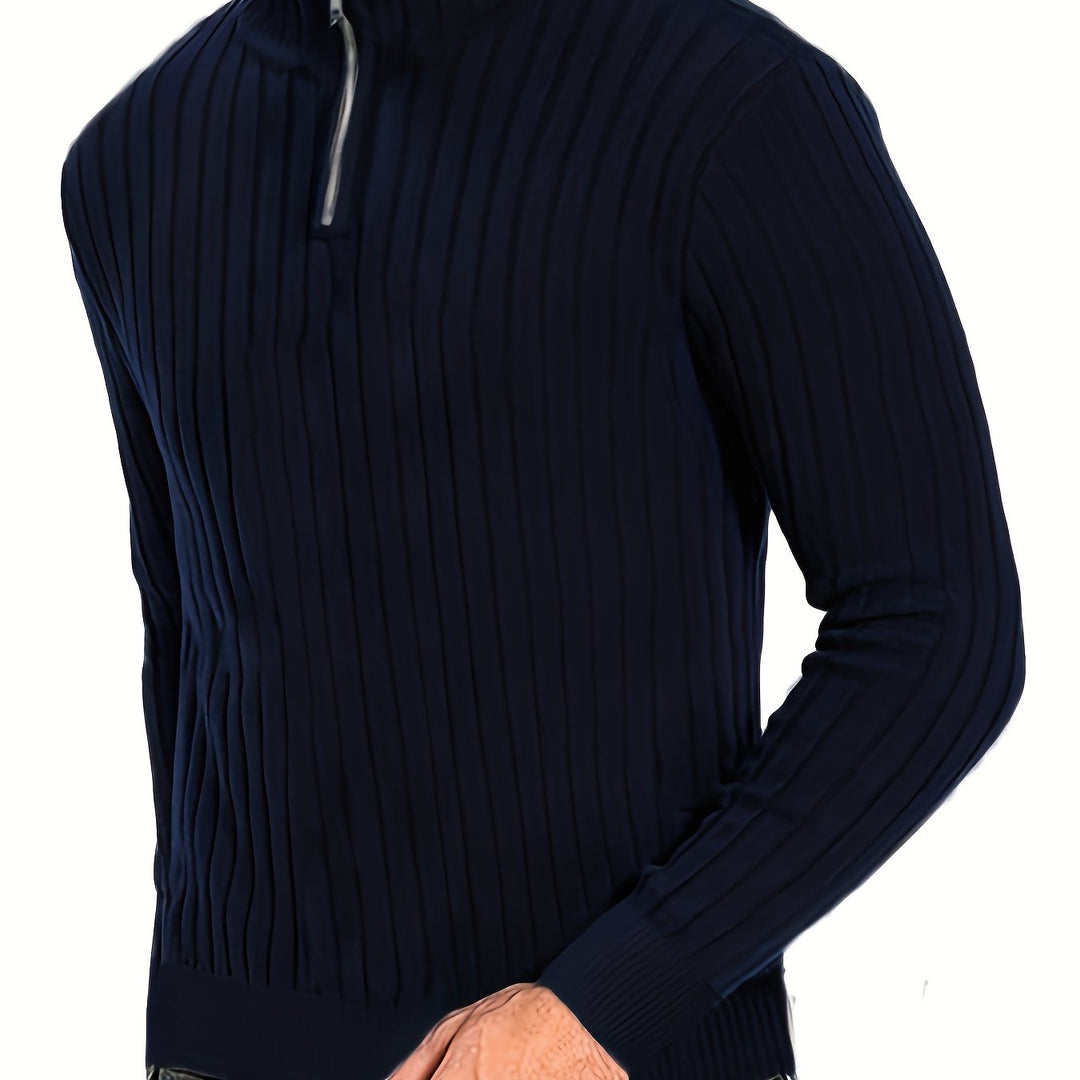 Clark | Ribbed Quarter-Zip Mock Neck Sweater