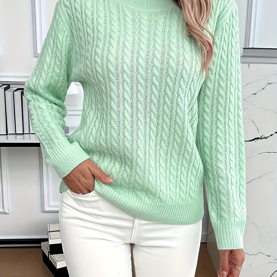 Elspeth | Cable-Knit Round Neck Sweater