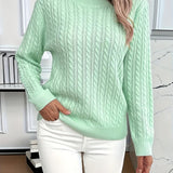 Elspeth | Cable-Knit Round Neck Sweater