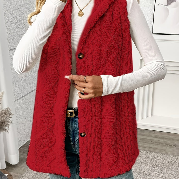 Greta | Cozy Hooded Button-Front Vest