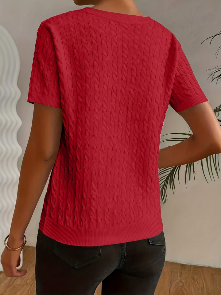 Elaine | Textured Round-Neck Short-Sleeve Top