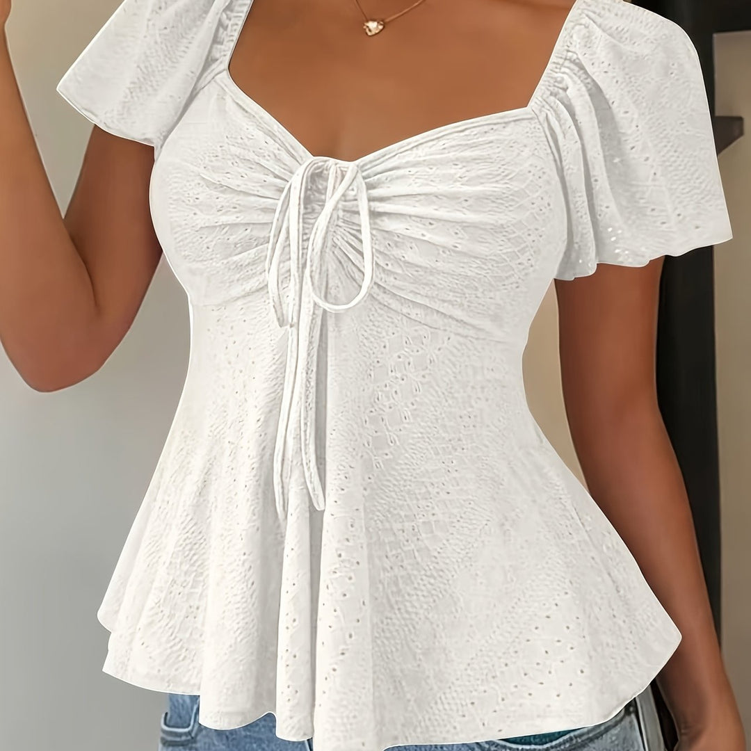 Juliet | Textured Drawstring Peplum Top