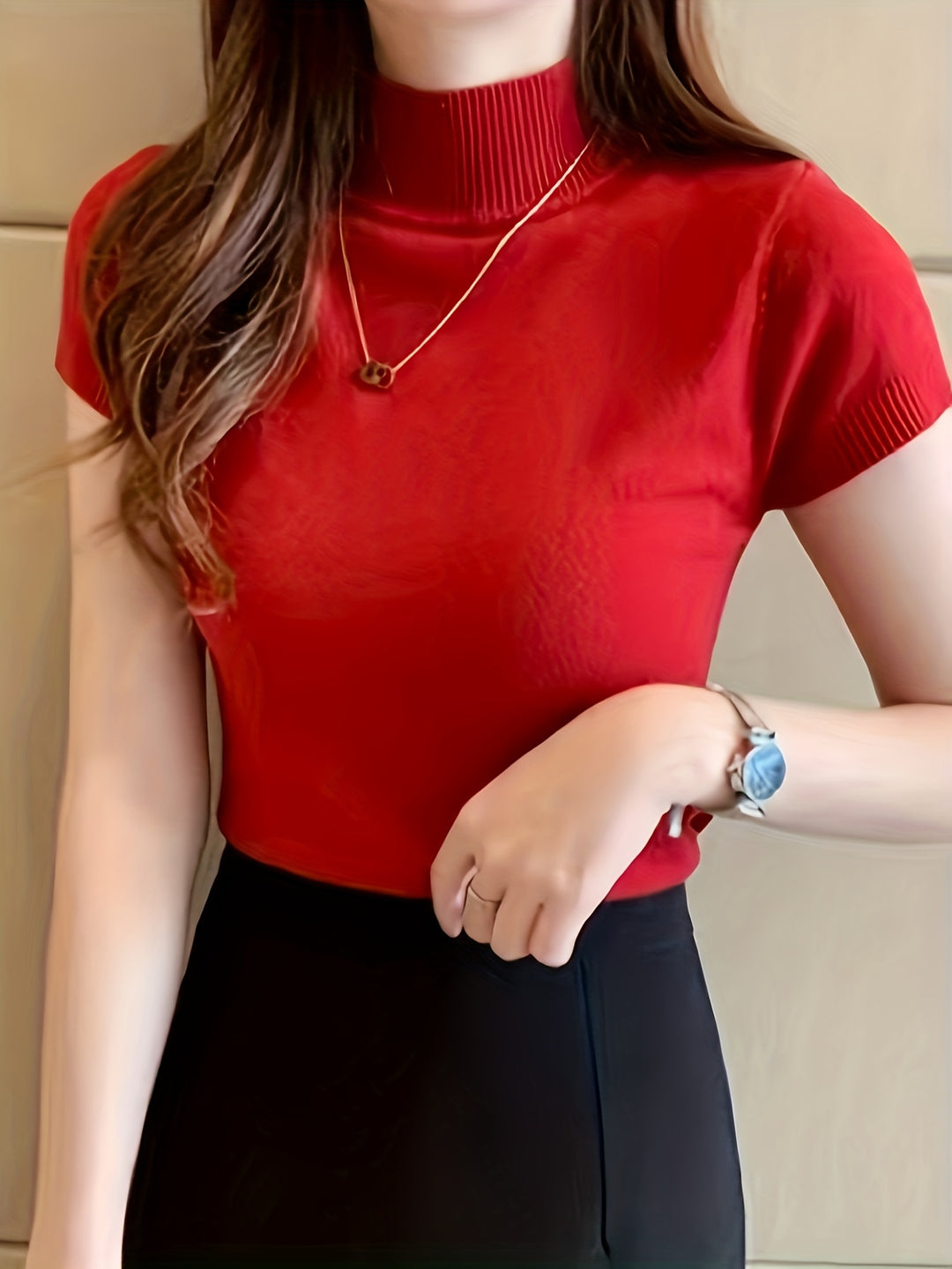Rowan | Refined Mock-Neck Short Sleeve Top