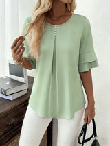 Annette | Flared-Sleeve Ruffle Top