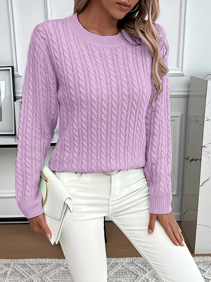 Elspeth | Cable-Knit Round Neck Sweater
