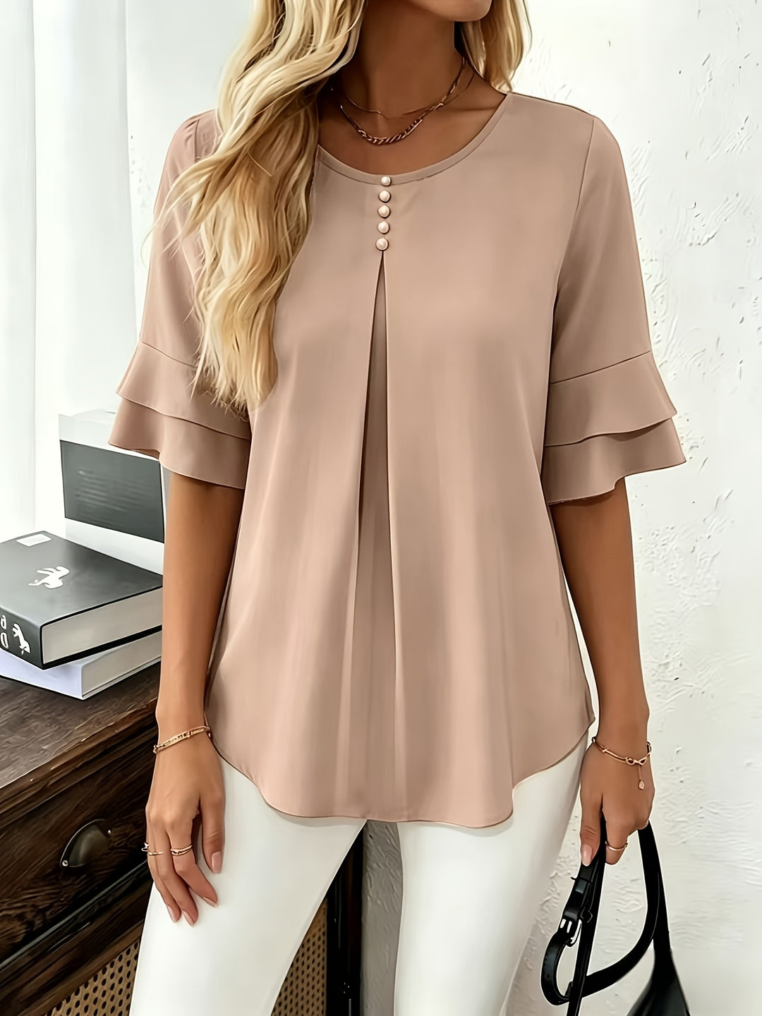 Annette | Flared-Sleeve Ruffle Top