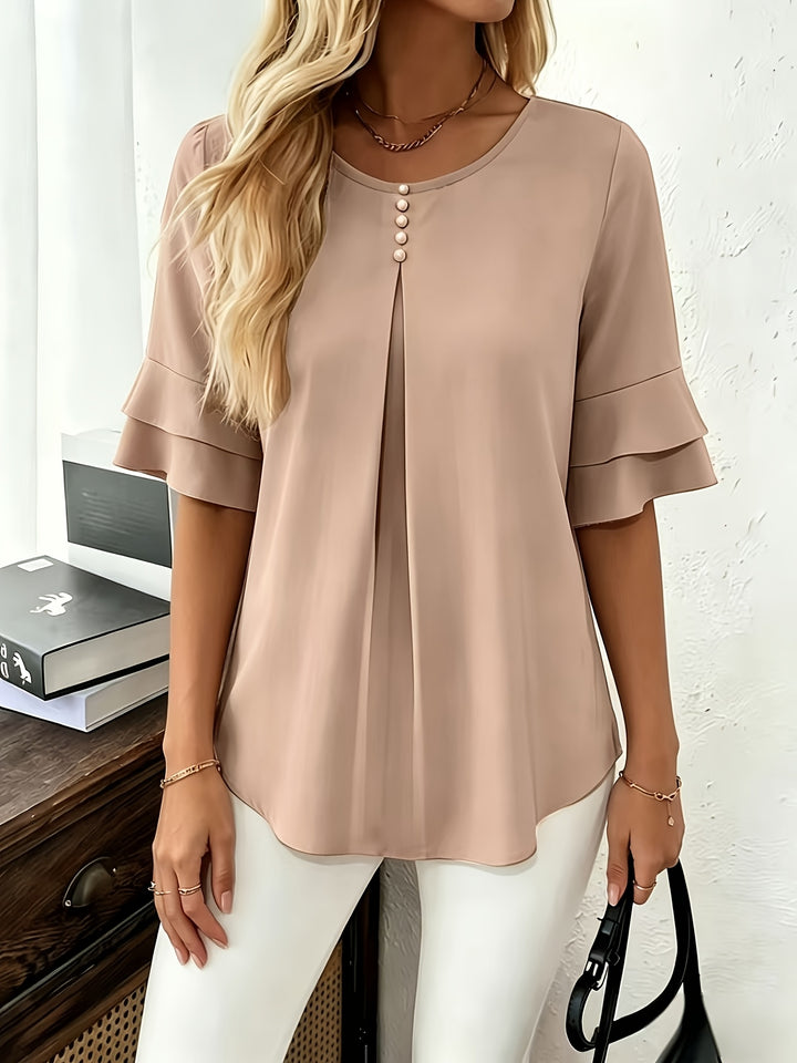 Annette | Flared-Sleeve Ruffle Top