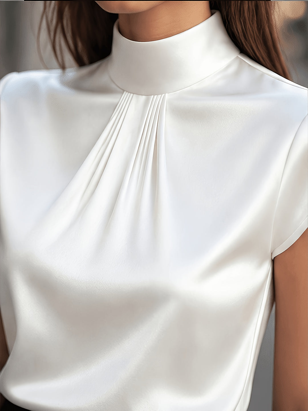 Arabella | Pleated Stand-Collar Blouse