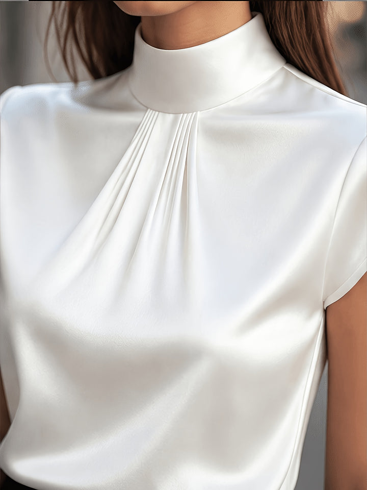 Arabella | Pleated Stand-Collar Blouse