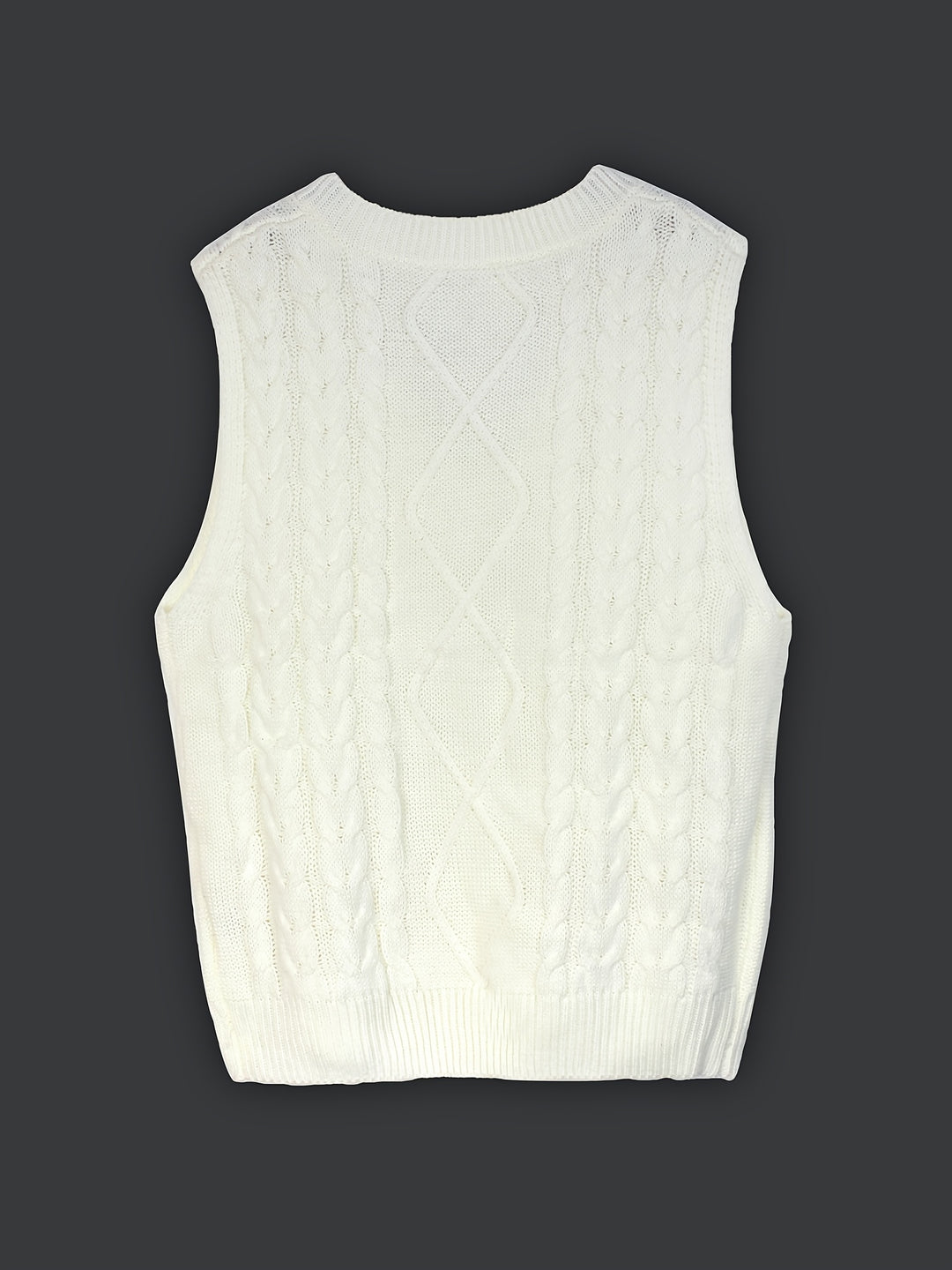 Genevieve | Cable-Knit V-Neck Sweater Vest