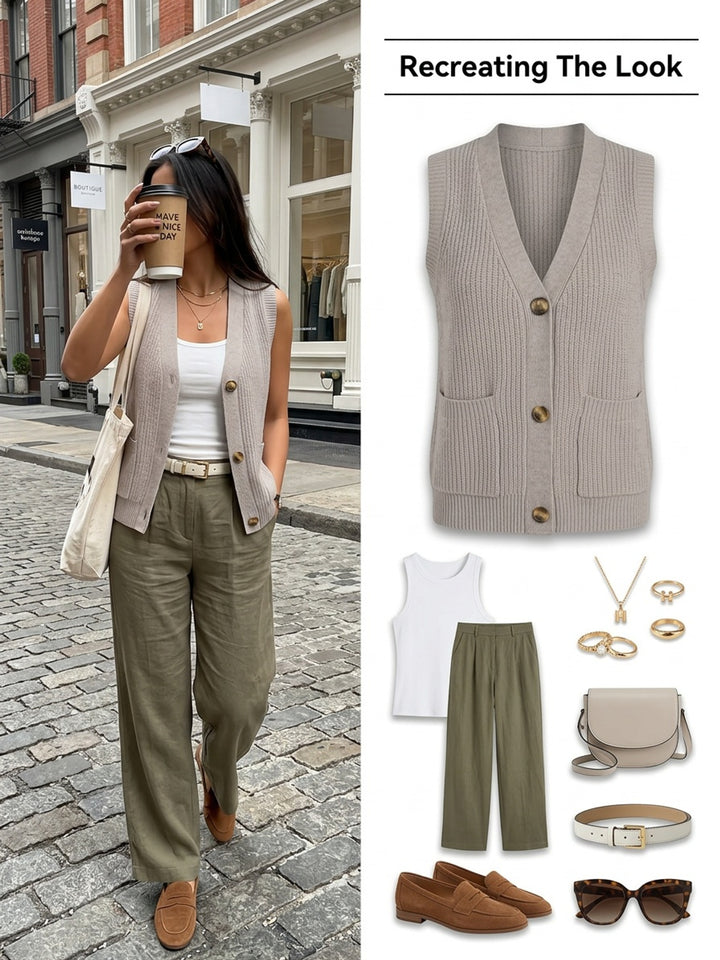 Rosaline | Textured Button-Front Vest