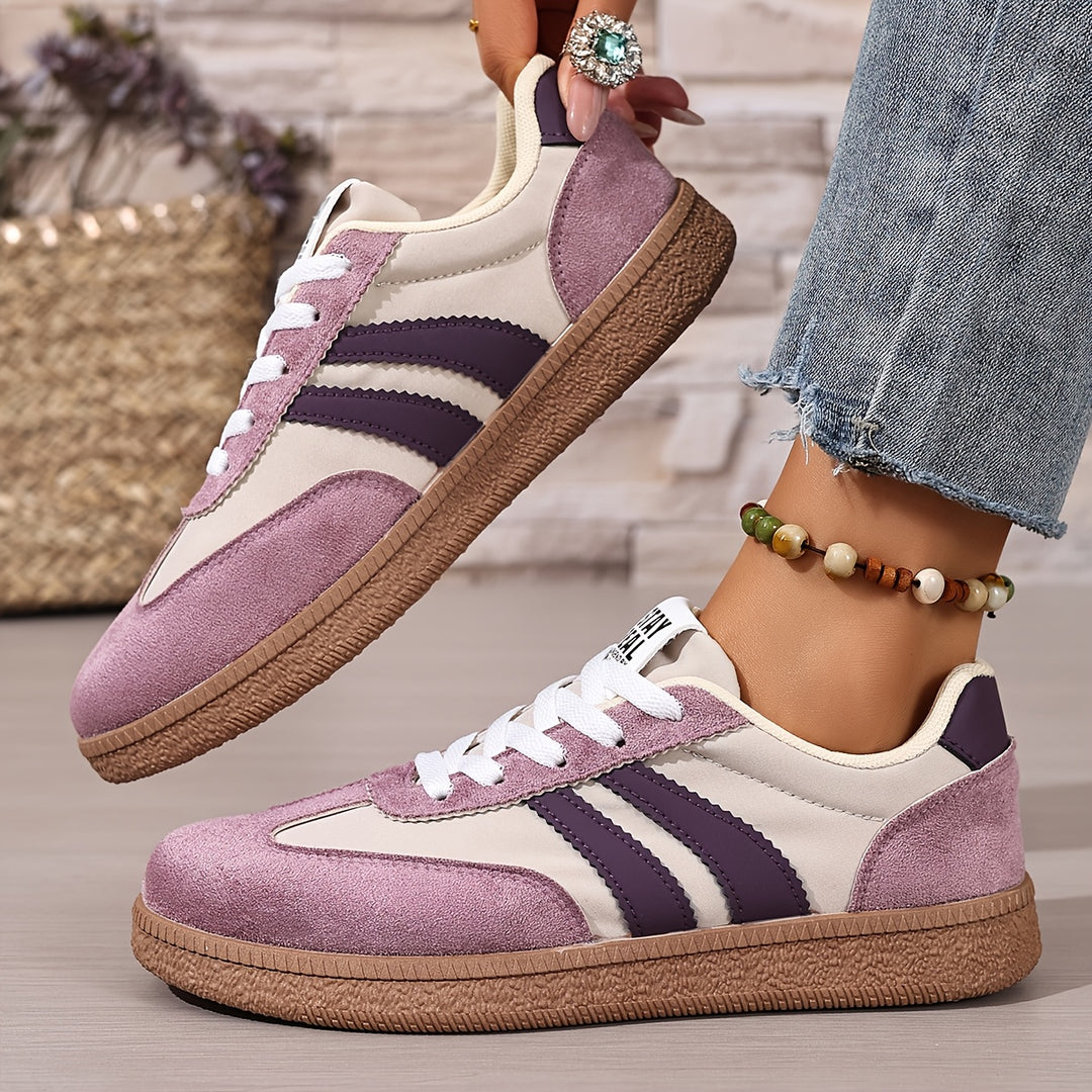 Seraphina | Retro Striped Lace-Up Sneakers