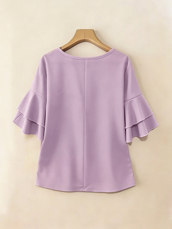 Annette | Flared-Sleeve Ruffle Top