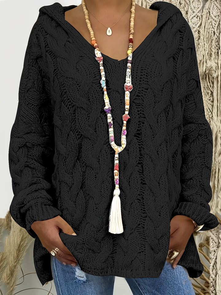 Delphi | Relaxed Cable-Knit V-Neck Sweater
