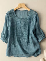 Rosina | Embroidered Scoop-Neck Blouse