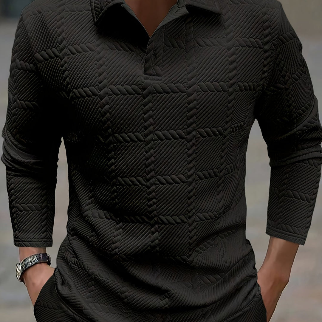 Calvin | Textured Long-Sleeve Polo Shirt