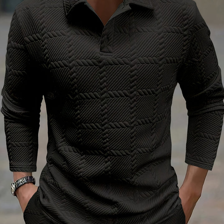 Calvin | Textured Long-Sleeve Polo Shirt