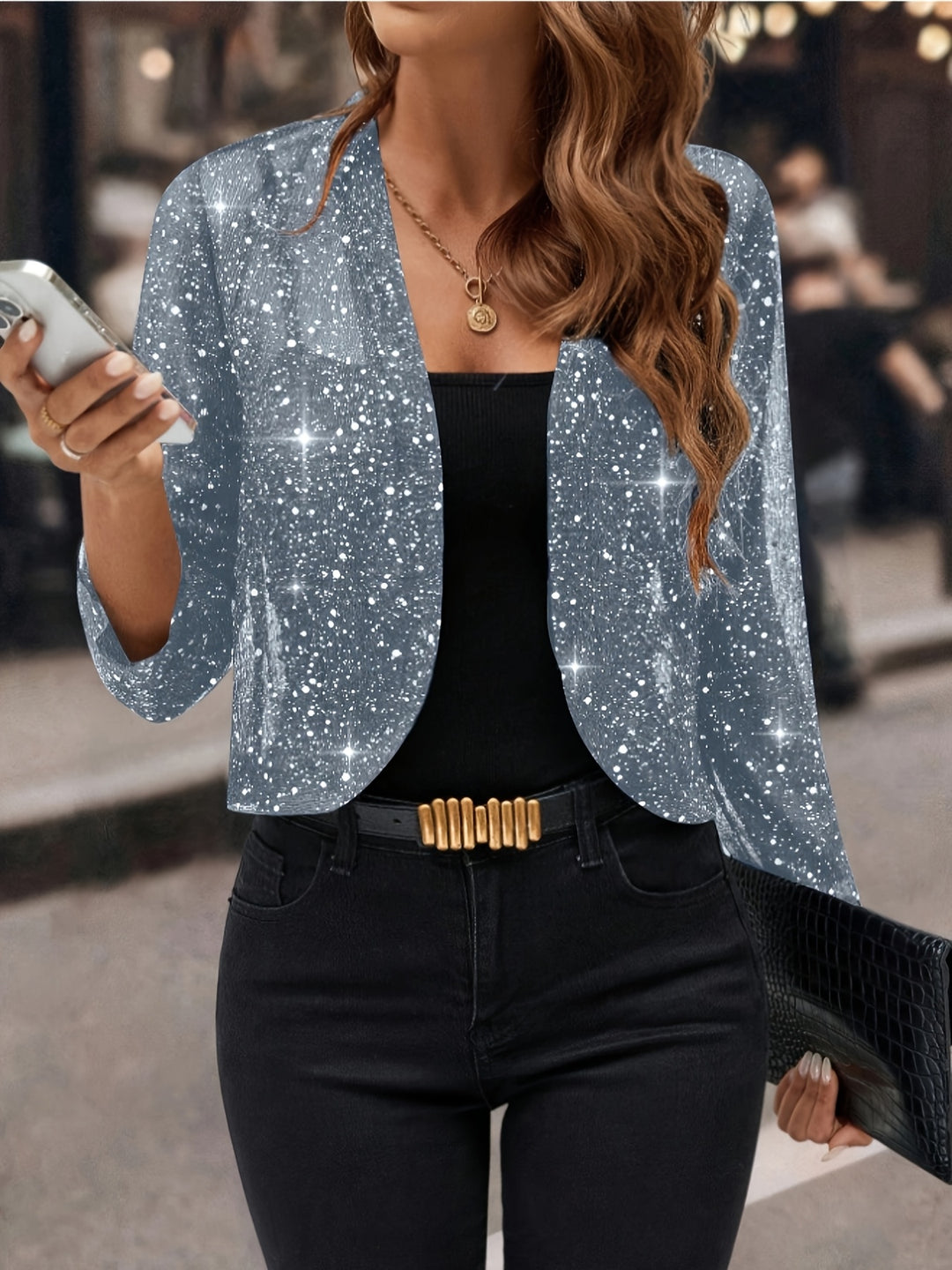 Simone | Shimmer Cropped Jacket