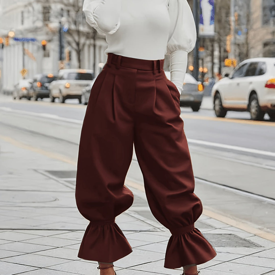 Constance | High-Waist Ruffle-Hem Lantern Trousers
