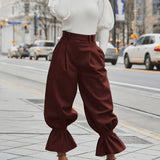 Constance | High-Waist Ruffle-Hem Lantern Trousers
