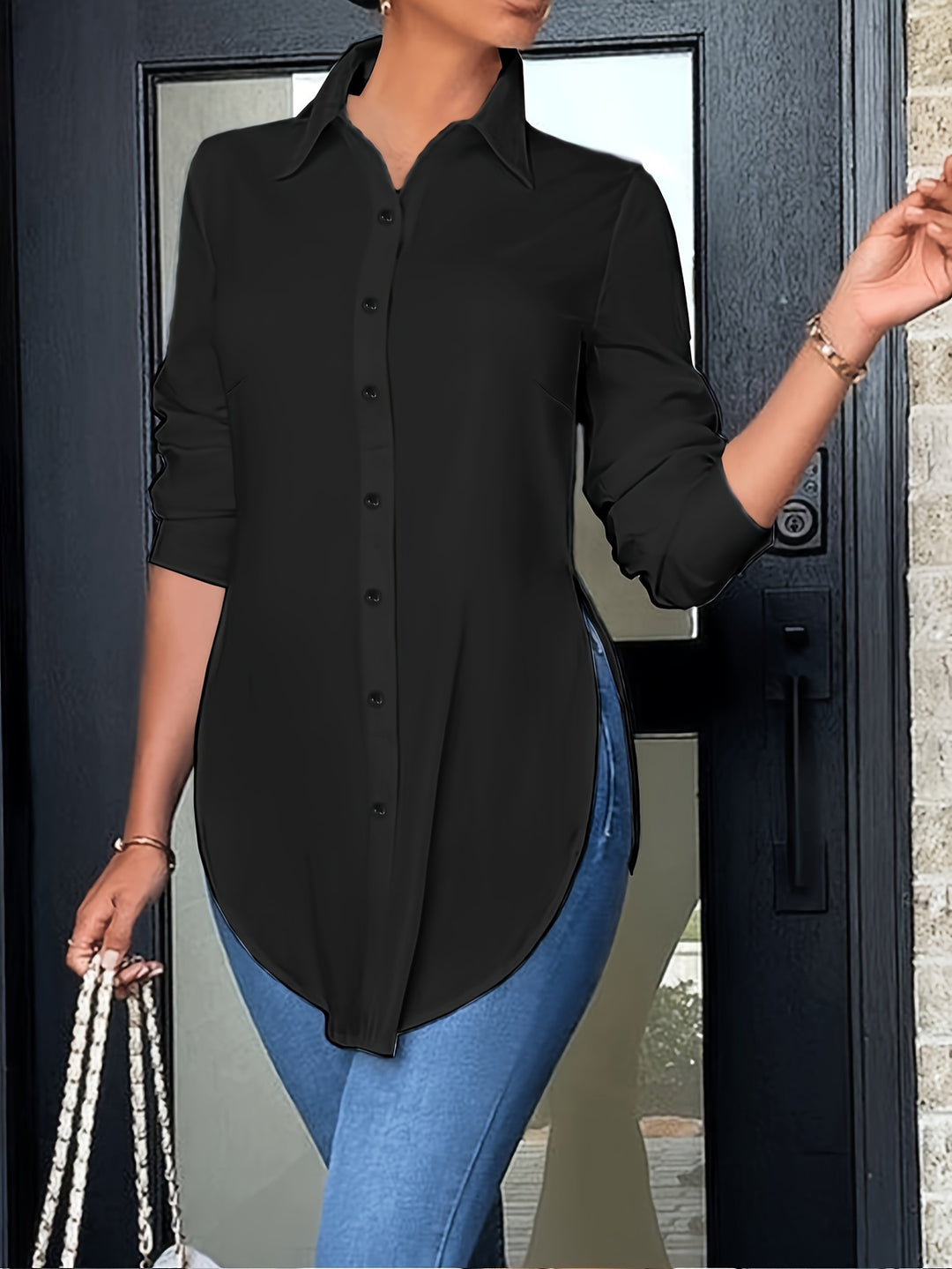 Juliana | Refined Long-Sleeve Button-Front Blouse