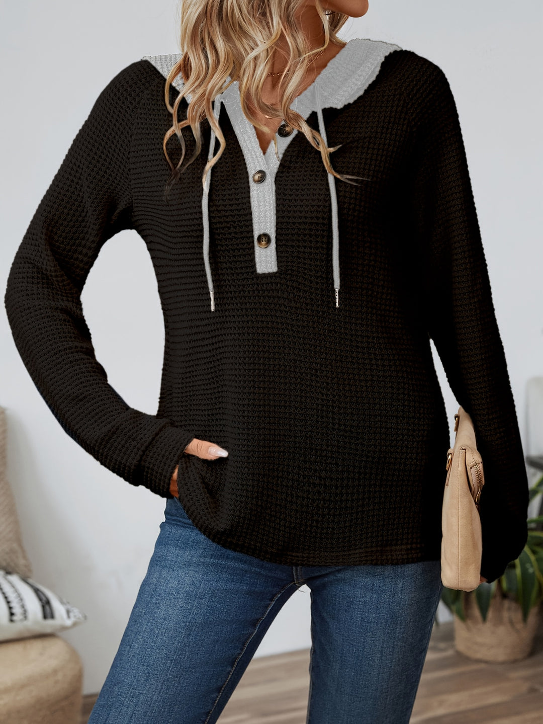 Whitney | Two-Tone Hooded Top