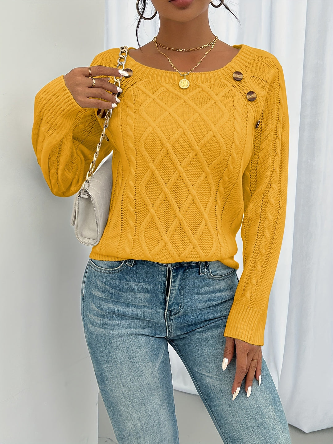 Rosetta | Textured Button-Detail Sweater