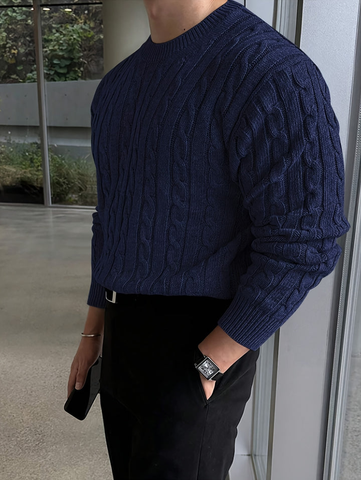 Rupert | Cable-Knit Round Neck Sweater