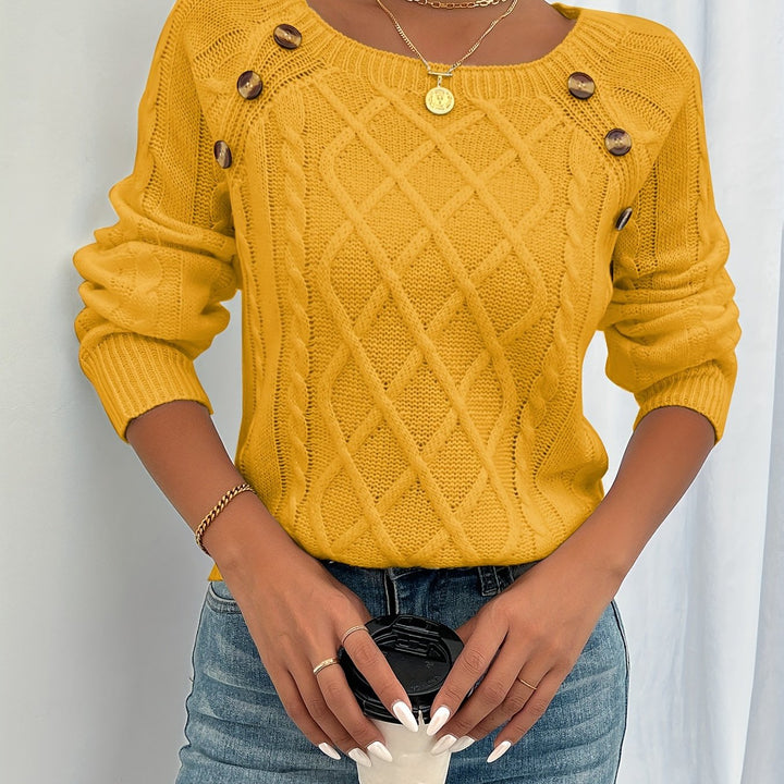 Rosetta | Textured Button-Detail Sweater
