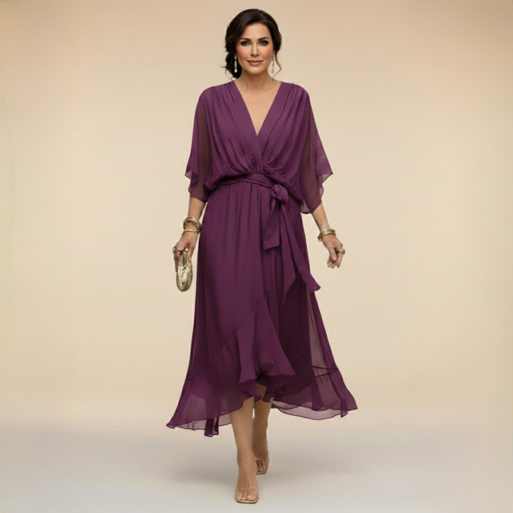 Abigail | Elegant Chiffon V Neck Dress