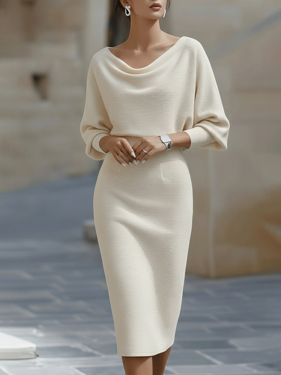 Cordelia | Refined Cowl-Neck Midi Dress