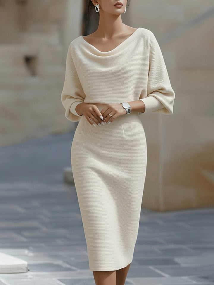 Cordelia | Refined Cowl-Neck Midi Dress