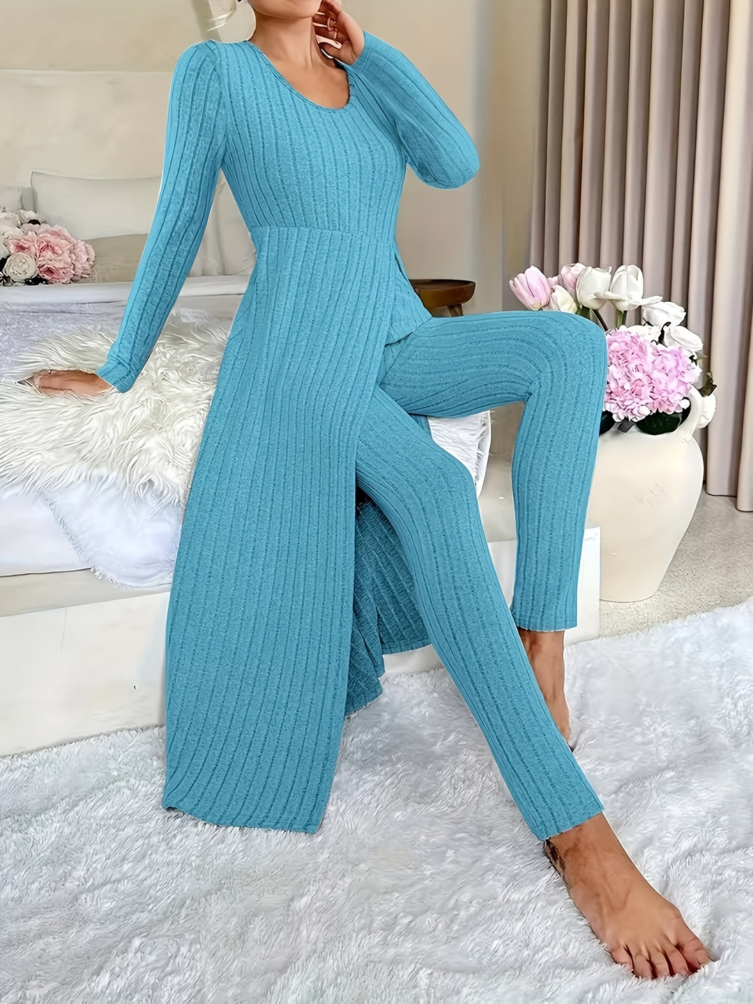 Georgina | Ribbed Lounge Two-Piece Set