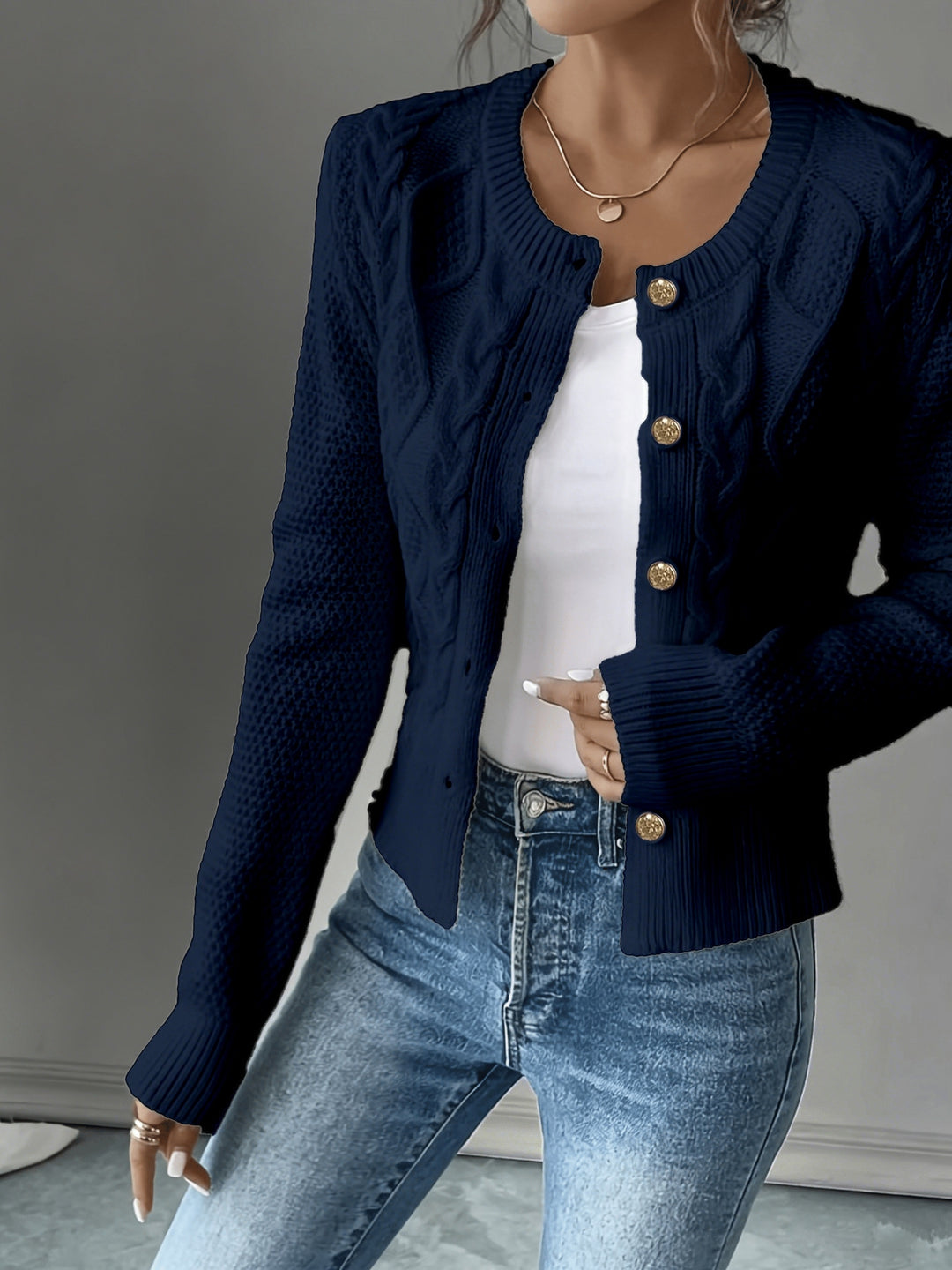 Matilda | Cable-Knit Button-Front Cardigan
