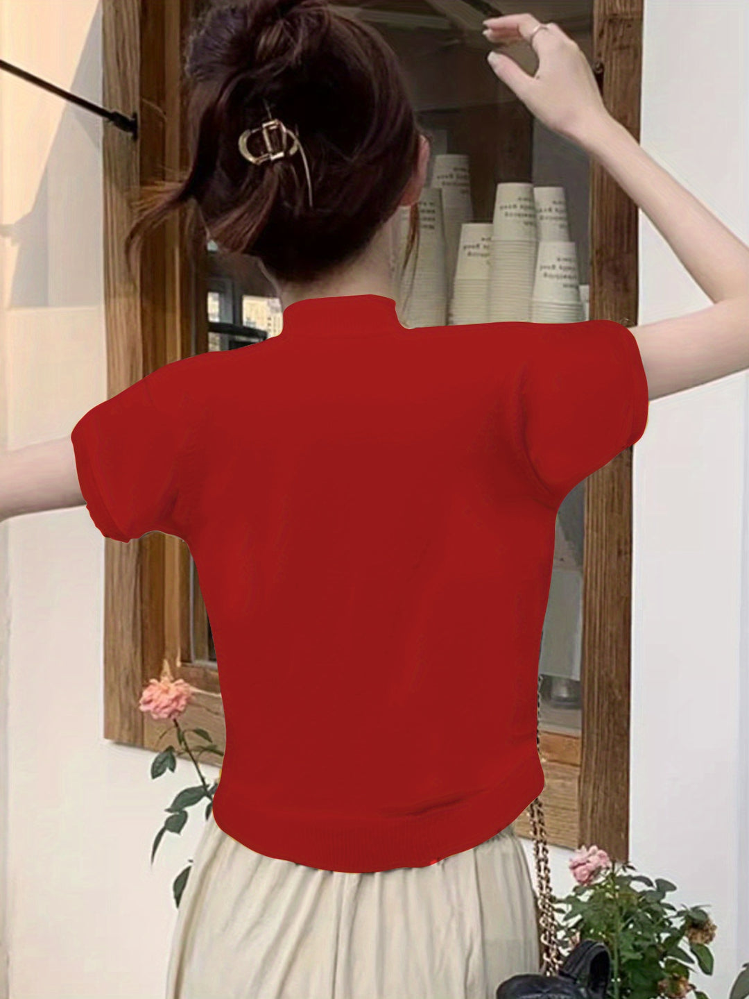 Marnie | Half-Turtleneck Short-Sleeve Top