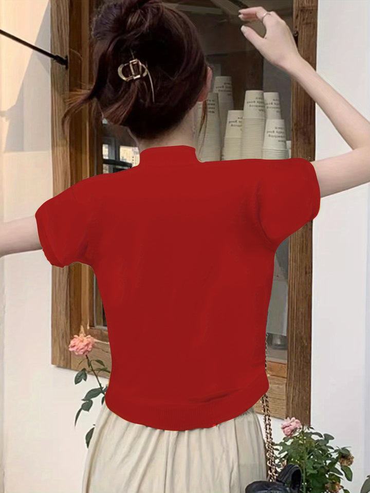 Marnie | Half-Turtleneck Short-Sleeve Top