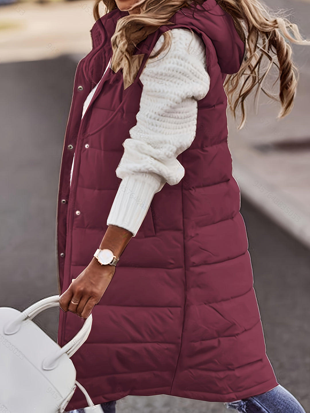 Lillian | Hooded Longline Quilted Vest