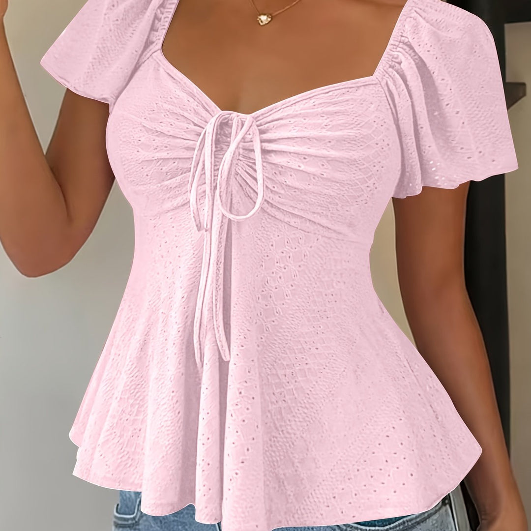 Juliet | Textured Drawstring Peplum Top