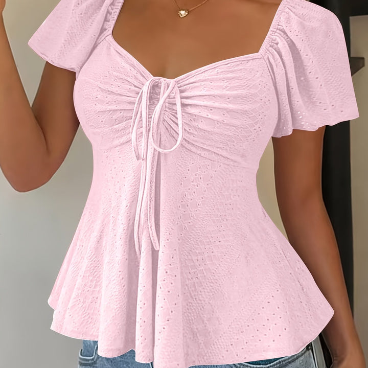 Juliet | Textured Drawstring Peplum Top
