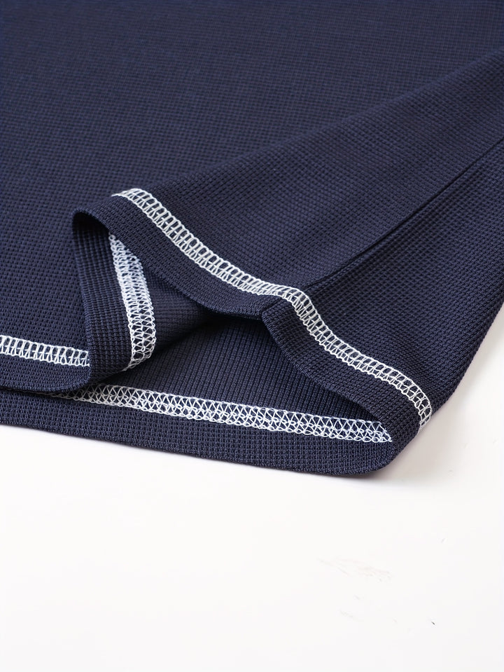 Maxwell | Textured Button-Neck Tee
