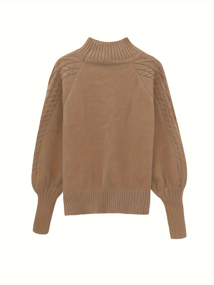 Brooke | Cable-Textured Half-Collar Sweater